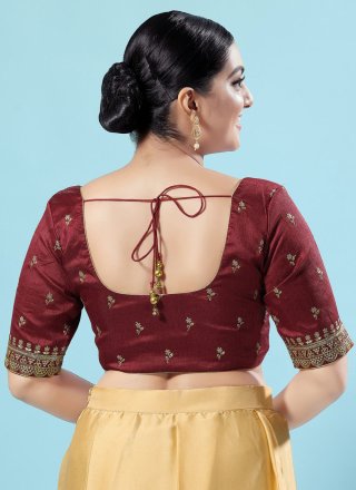 Maroon Silk Blouse with Embroidered Work for Festival