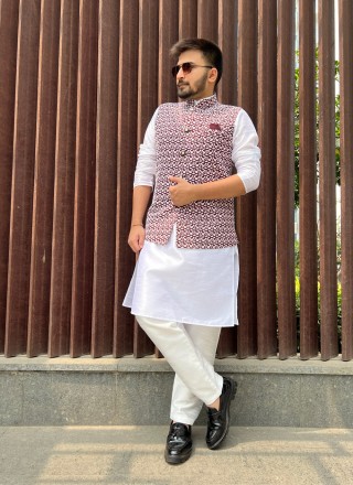 Maroon Silk Mehndi Nehru Jackets