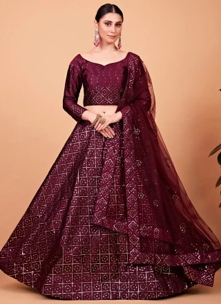 Maroon Thread A Line Lehenga Choli
