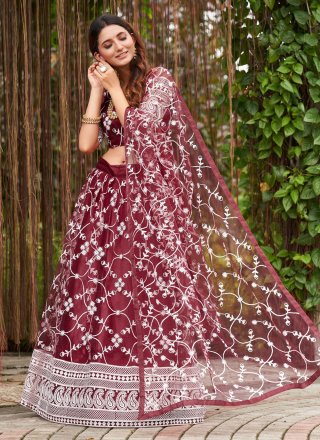 Maroon Thread Work Designer Lehenga Choli Maroon Thread Work Designer Lehenga Choli