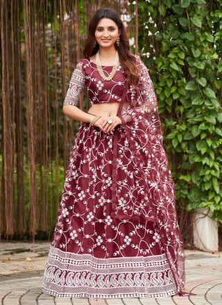 Maroon Thread Work Designer Lehenga Choli