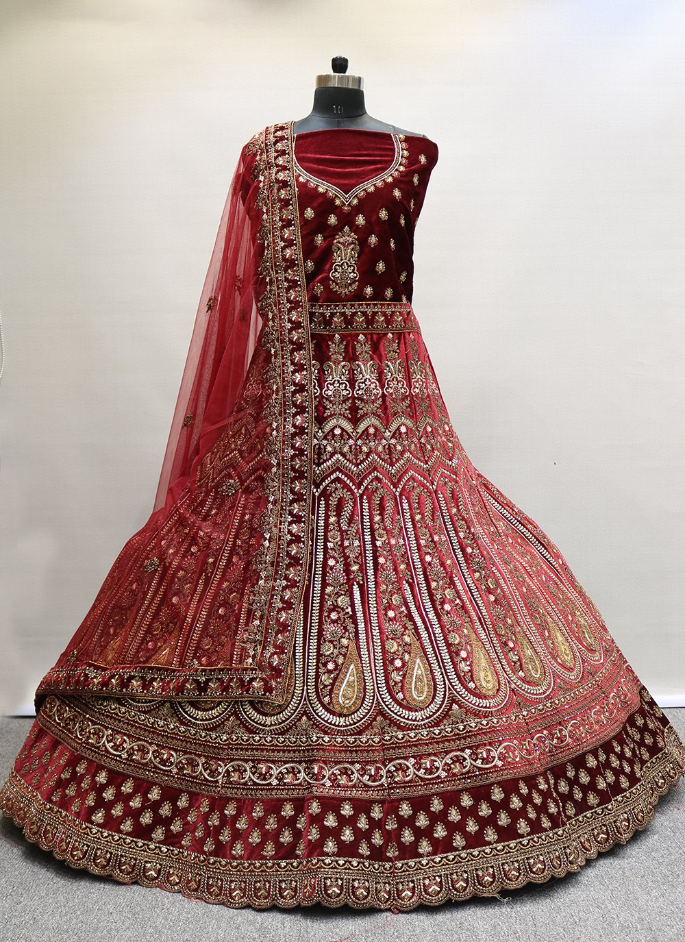 Maroon Thread Work Vasundhara Pattu A Line Lehenga Choli buy online
