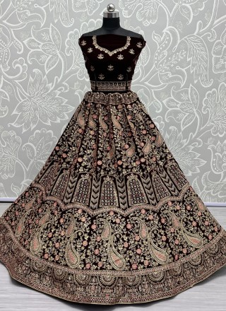 Maroon Velvet Trendy Lehenga Choli