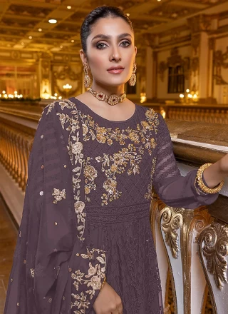 Mauve  Faux Georgette Festival Pakistani Salwar Suit