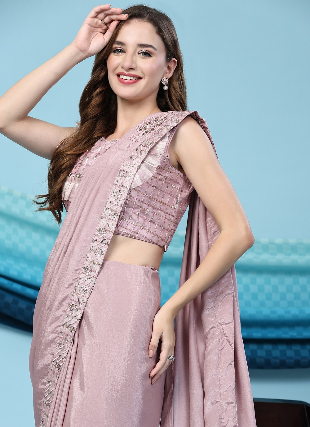 SARI♡ Shop Mauve Sequins Designer Saree Online : 267115 -