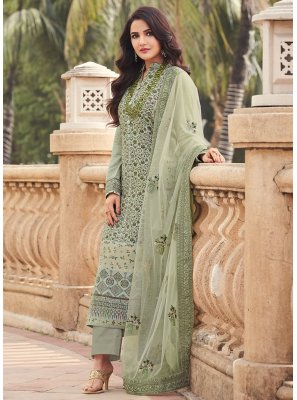 Meenakari Viscose Pakistani Salwar Suit in Sea Green