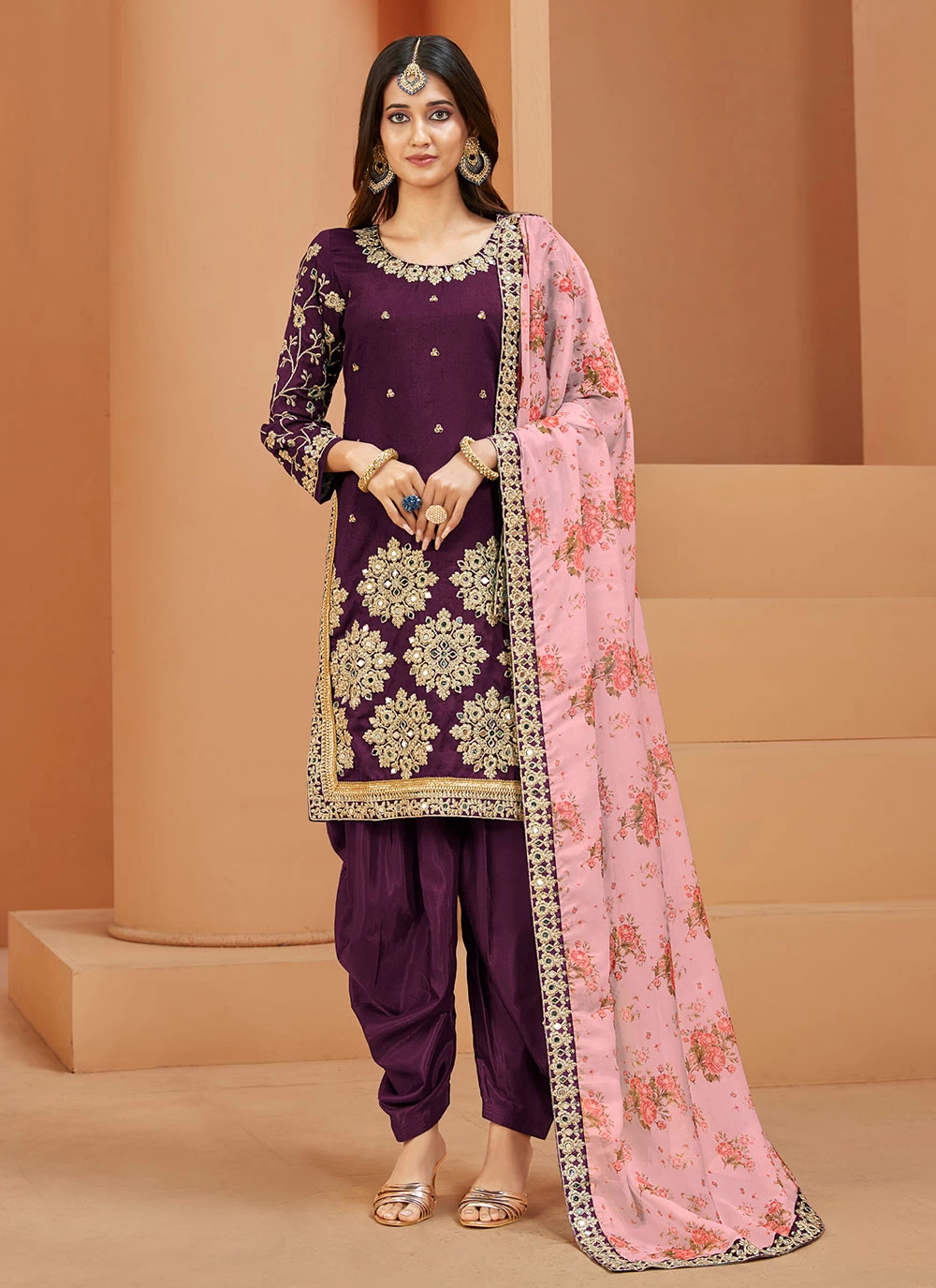 Mirror Art Silk Trendy Salwar Suit