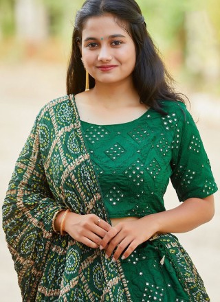 Mirror Green Banglori Silk Lehenga Choli