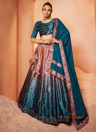 Buy Shrug Style Lehenga - Lovable Navy-Blue Sequined Embroidered Lehenga –  Empress Clothing