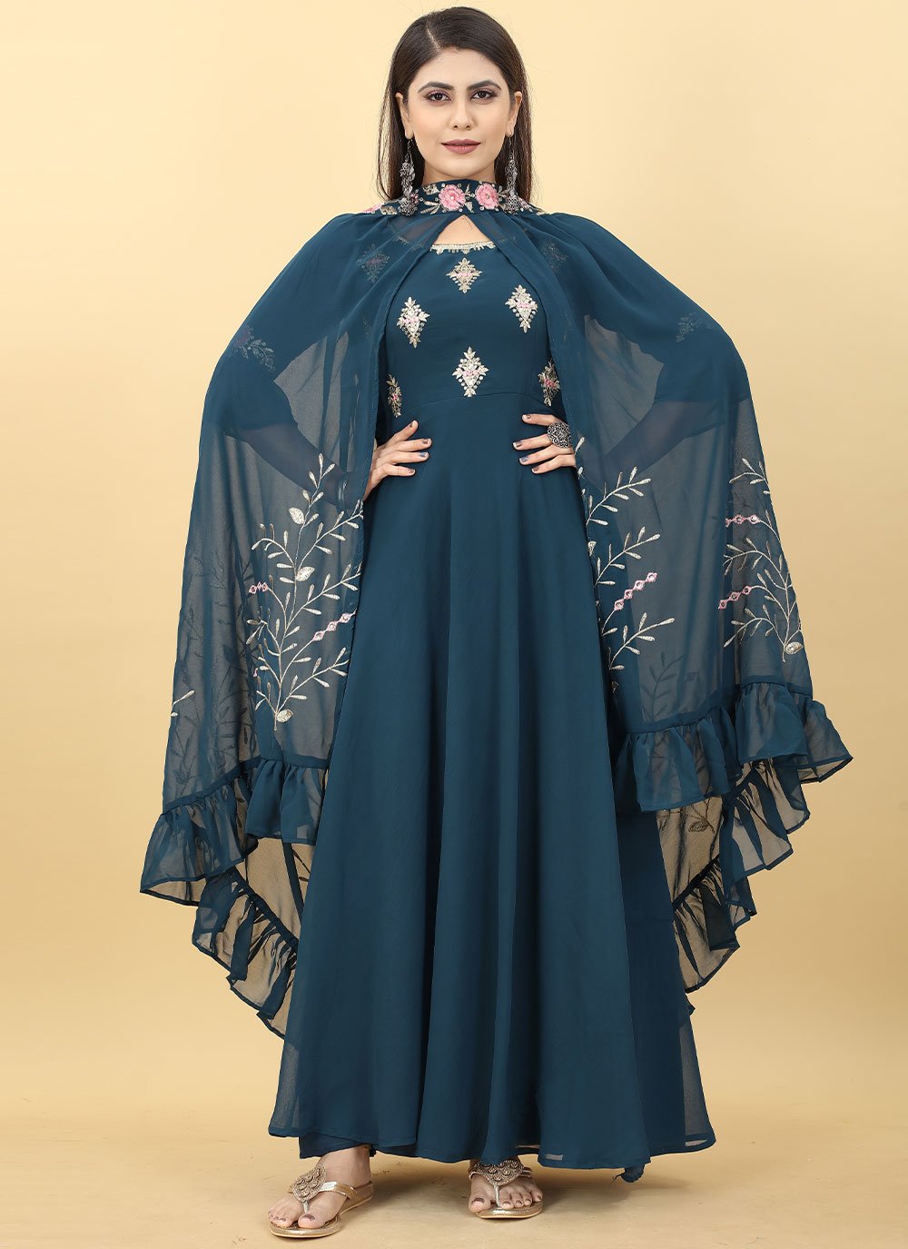 Morpeach  Embroidered Ceremonial Readymade Gown