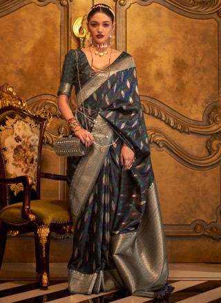 Morpeach  Handloom silk Designer Saree