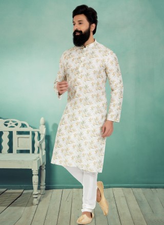 Multi Colour and Off White Color Kurta Pyjama