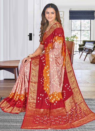Multi Colour Bandhej Art Silk Trendy Saree
