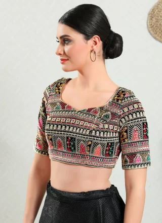 Multi Colour Brocade Embroidered and Sequins Work Blouse