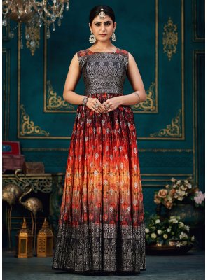 Multi Colour Ceremonial Designer Gown