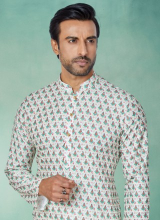 Multi Colour Ceremonial Fancy Fabric Kurta Pyjama