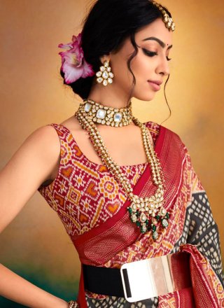 Multi Colour Ceremonial Tussar Silk Designer Saree
