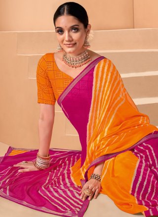 Multi Colour Chiffon Ceremonial Classic Saree