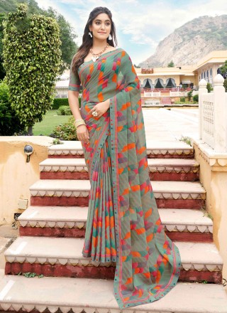Buy kashvi sarees Geometric Print Bollywood Georgette Pink Sarees Online @  Best Price In India | Flipkart.com