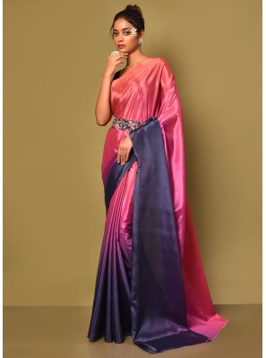 Multi Colour Chinon Traditional Saree