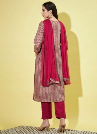 Multi Colour Cotton Embroidered Work Pant Style Suit for Festival