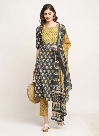 Multi Colour Cotton Pant Style Suit