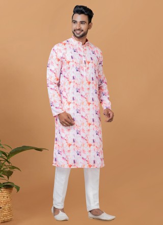 Multi Colour Cotton Reception Kurta Pyjama