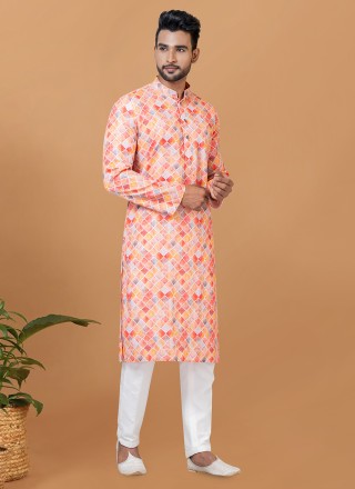 Multi Colour Digital Print Party Kurta Pyjama