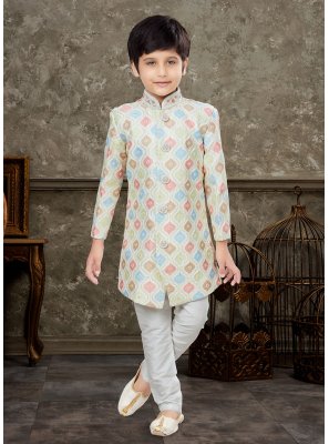 Multi Colour Embroidered Lucknowi Indo Western Sherwani