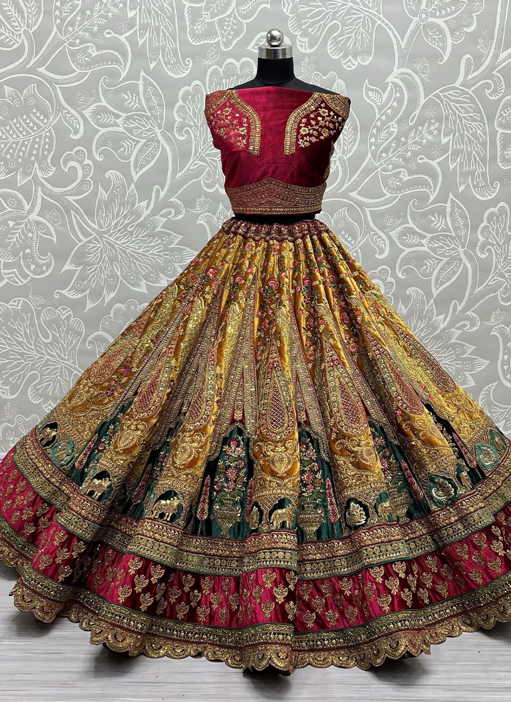 Engagement, Reception, Wedding Green color Satin Silk fabric Lehenga :  1912558