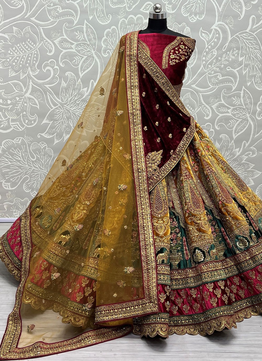 Multi Colour Designer Lehenga Choli in Art Silk Fabric.