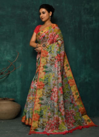 Multi Colour Fancy Fabric Classic Designer Saree