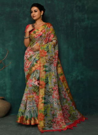 Multi Colour Fancy Fabric Classic Designer Saree