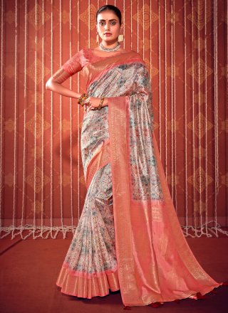 Multi Colour Fancy Fabric Digital Print Work Classic Saree for Ceremonial