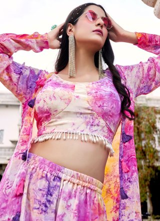 Multi Colour Festival Silk Palazzo Salwar Kameez