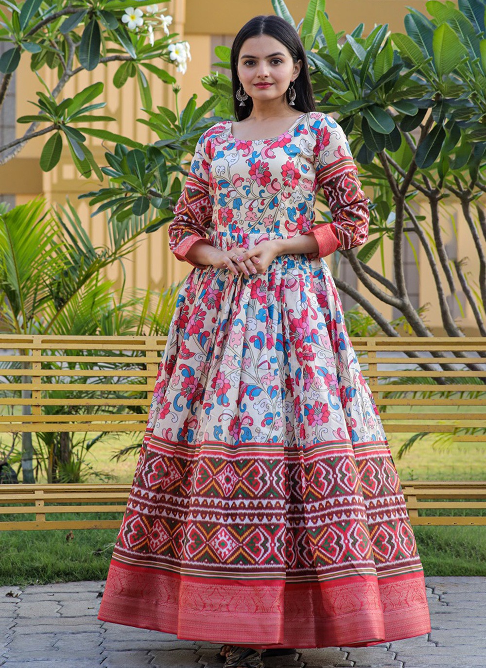 Banarasi silk gowns best sale