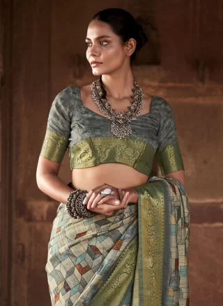 Multi Colour Handloom Silk Weaving Work Trendy Saree for Ceremonial