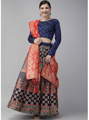 Multi Colour Jacquard Party Trendy Lehenga Choli