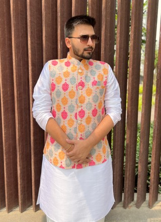 Multi Colour Mehndi Cotton Nehru Jackets