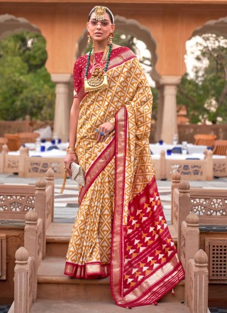 Multi Colour Mehndi Silk Contemporary Saree