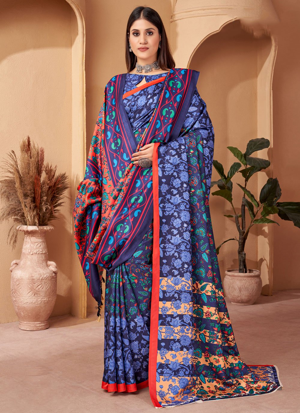 Buy Unnati Silks Green Pashmina Hand Block Bagru Printed Cotton Saree with  Unstitched Blouse online