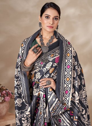 Multi Colour Pashmina Digital Print Work Classic Sari for Women