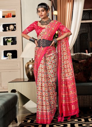 Multi Colour Patola Silk Patola Print Work Contemporary Sari for Ceremonial