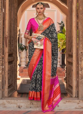 Multi Colour Printed Silk Contemporary Saree