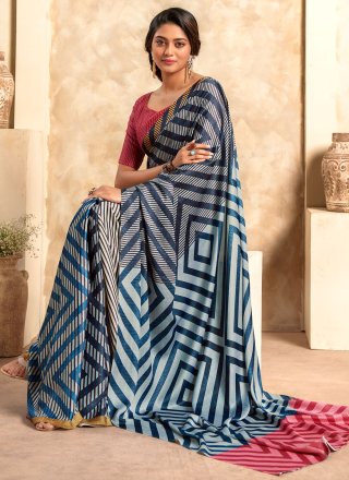 Multi Colour Satin Silk Classic Sari with