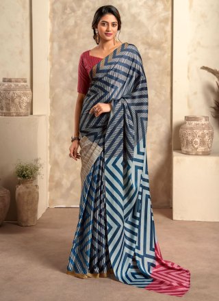 Multi Colour Satin Silk Classic Sari with