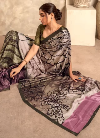Multi Colour Satin Silk Trendy Saree with