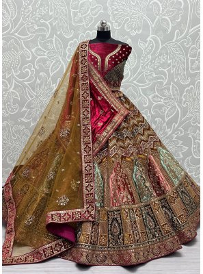 Multi Colour Sequins Velvet Lehenga Choli