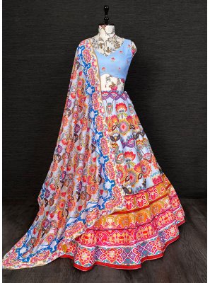 Multi Colour Silk A Line Lehenga Choli