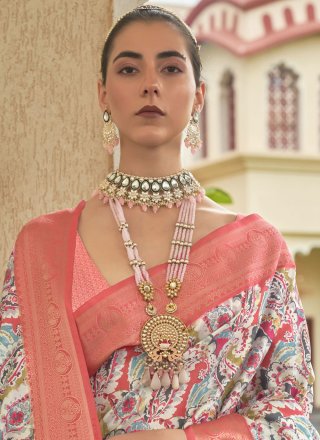 Multi Colour Silk Contemporary Saree with Digital Print Work for Ceremonial
